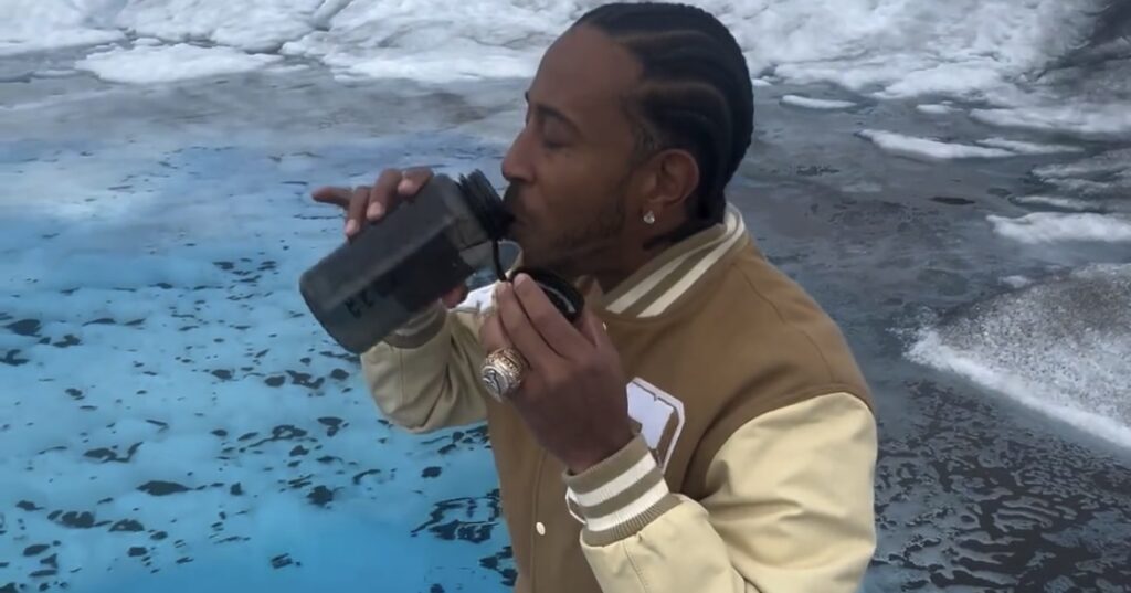 Ludacris Drinks Glacier Water In Alaska