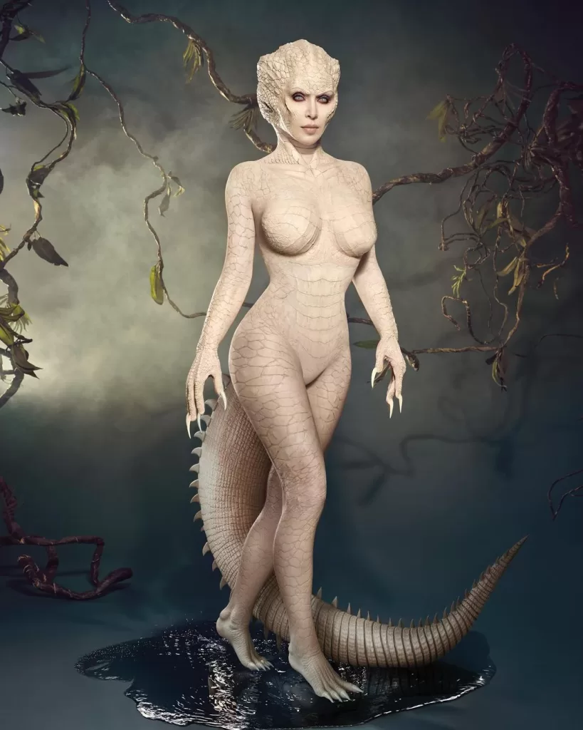 Kim Kardashian Transforms Into A Albino Alligator For Halloween